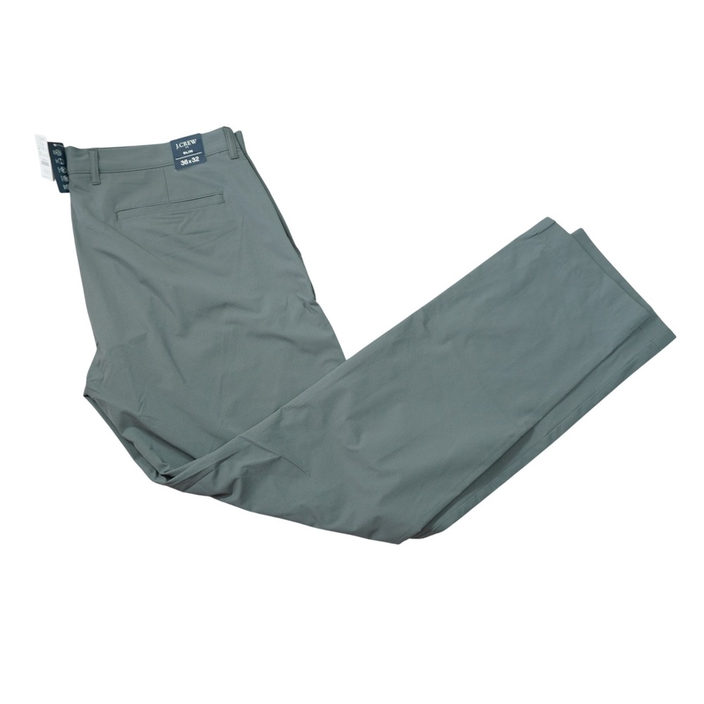 J. Crew Flex Slim Fit Tech Chino Pants Mens 36x32 Grey Green NWT Business Casual
